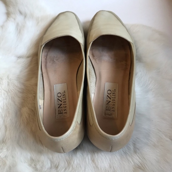 Vintage Leather Flats 8M Tan Taupe square toe - Picture 8 of 12